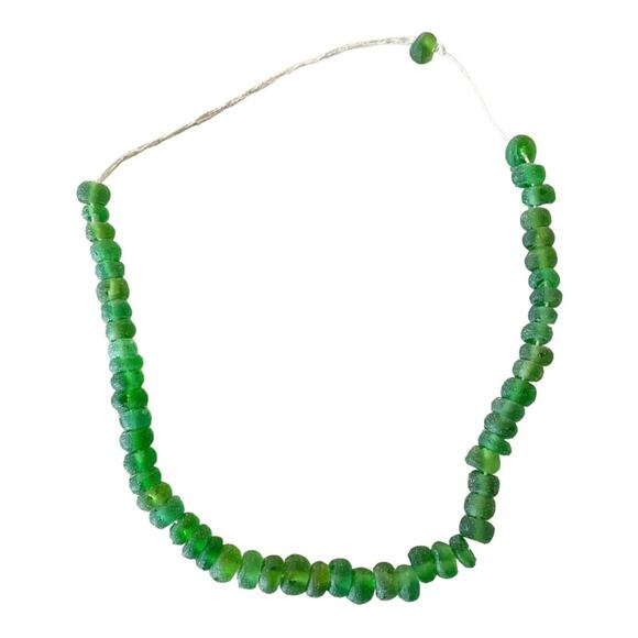 Recycled Green Glass Necklace Art Strand Beads - Picture 1 of 4